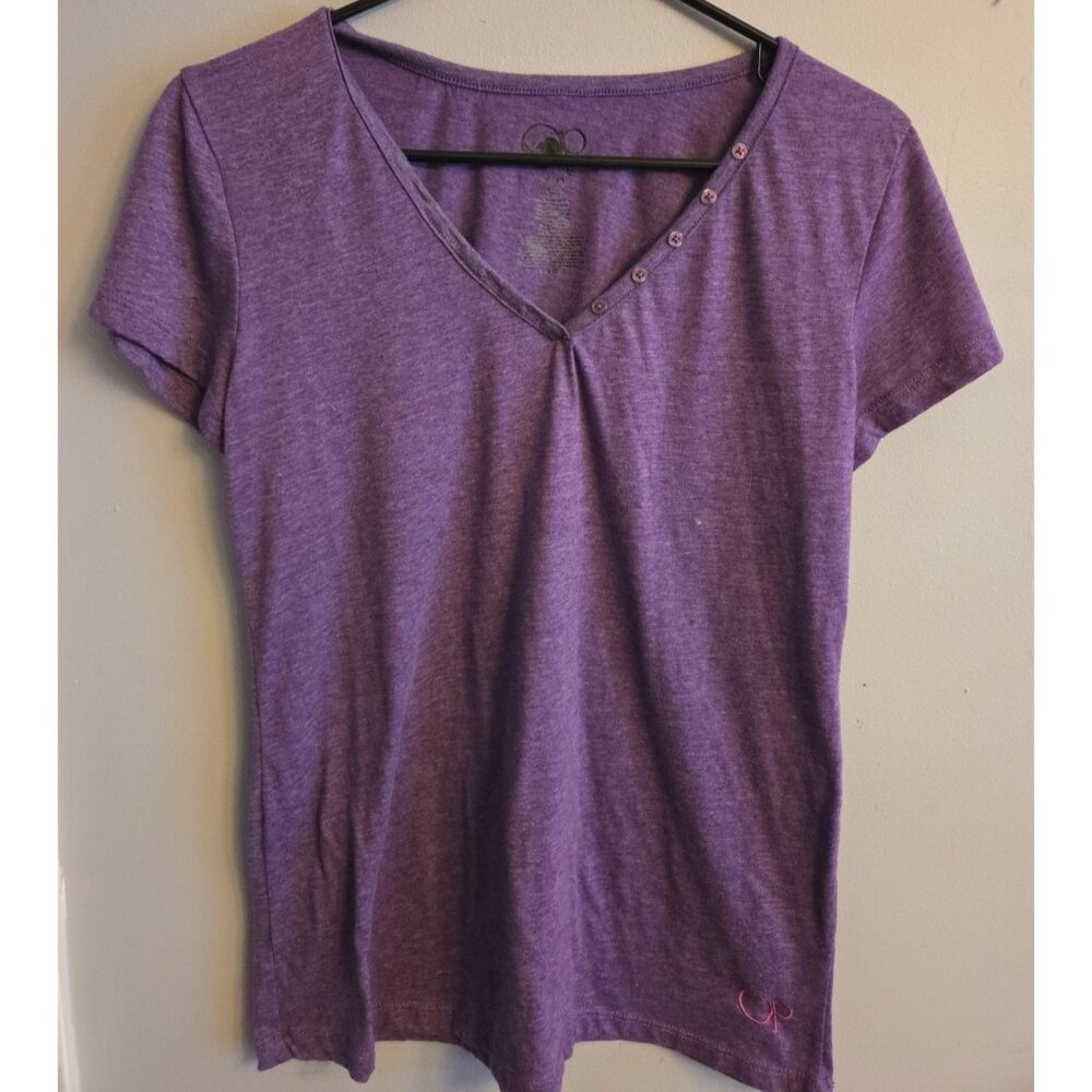 OP OCEAN PACIFIC Womens Juniors 15/17 Purple V-Neck T-shirt Short Sleeve
